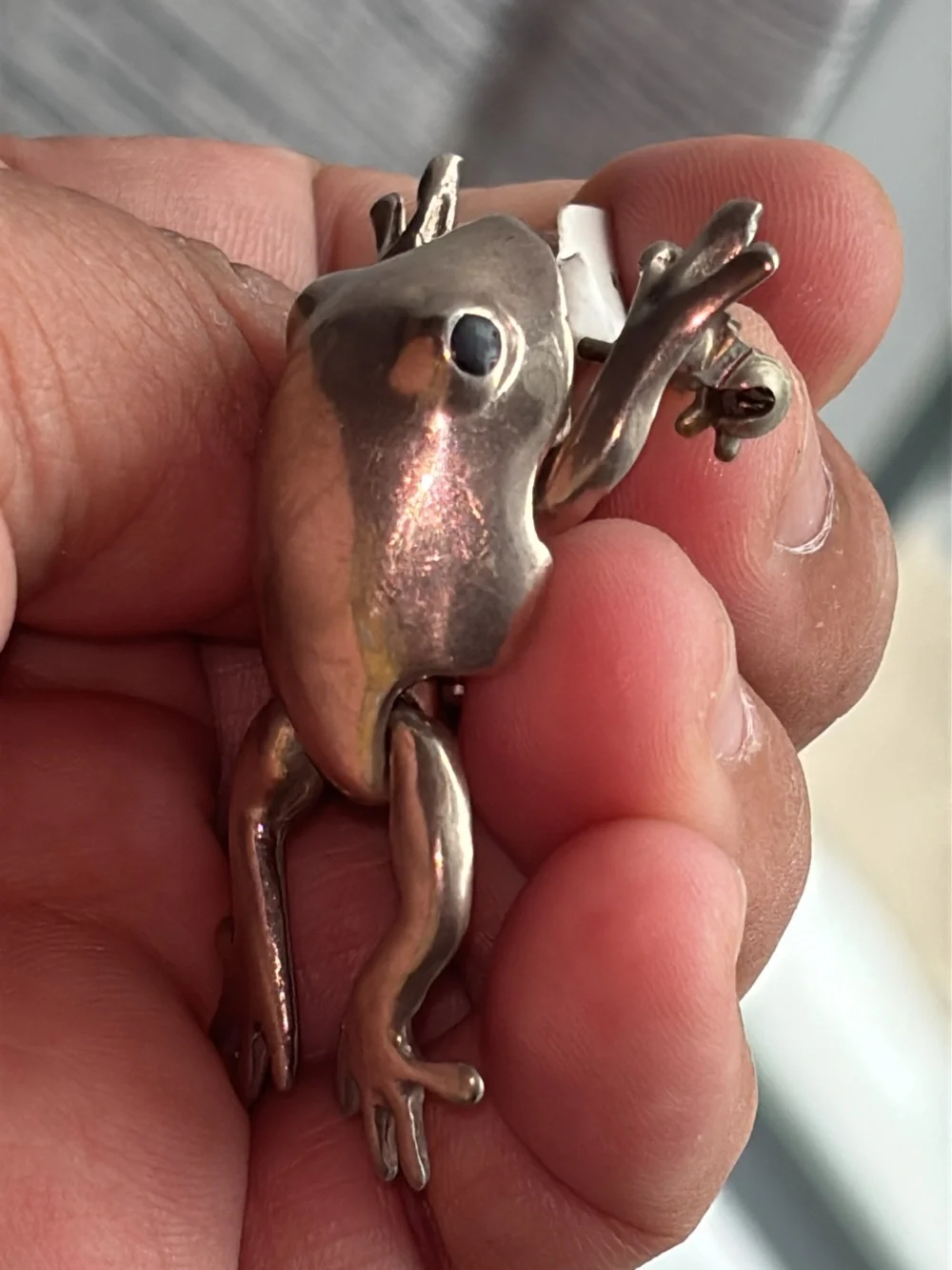 Vintage Sterling Silver Frog Brooch
